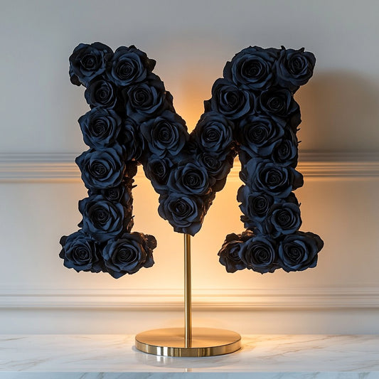 Hades Black Rose Letter M Lamp - Imaginary Worlds