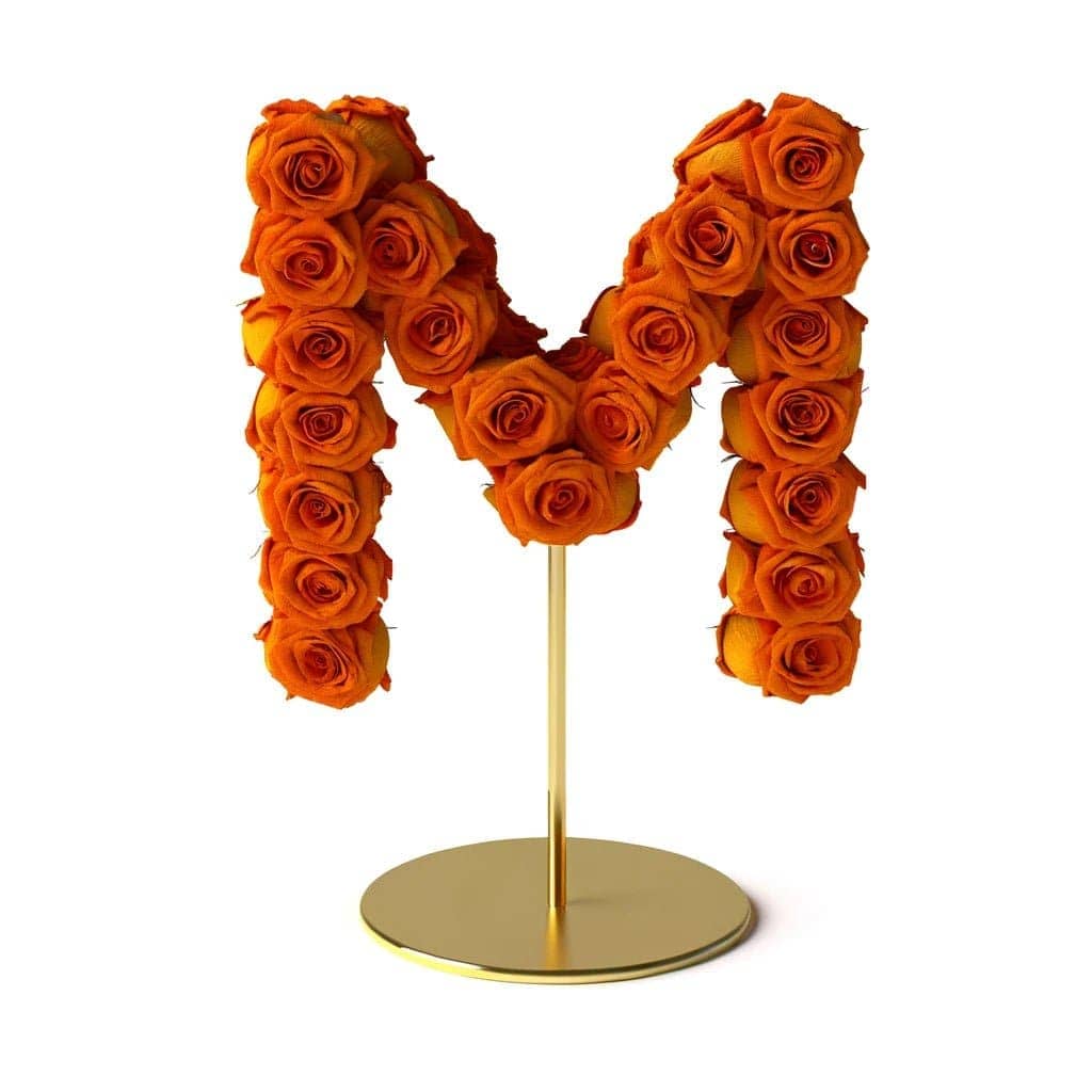 Helios Orange Rose Letter M Lamp - Imaginary Worlds