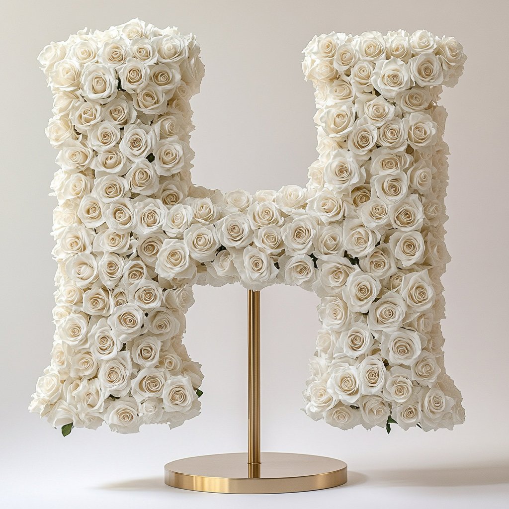 Hera White Rose Letter H Lamp - Imaginary Worlds