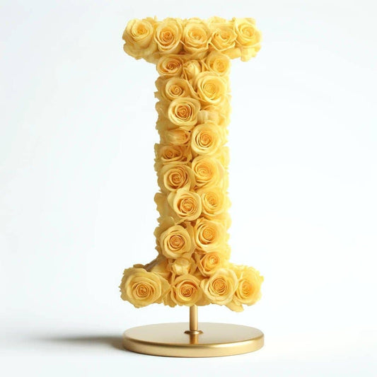 Iris Yellow Rose Letter I Lamp - Imaginary Worlds