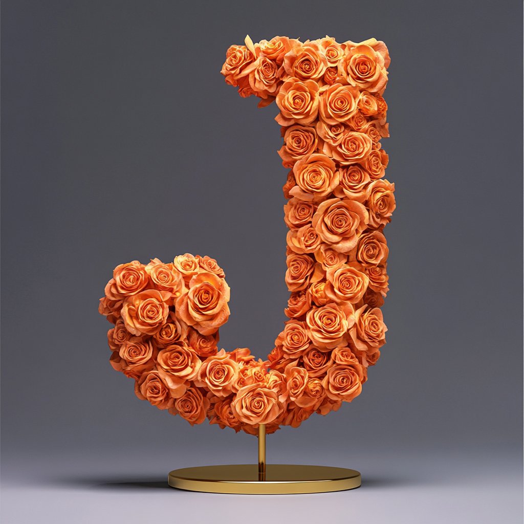 Jason Orange Rose Letter J Lamp - Imaginary Worlds