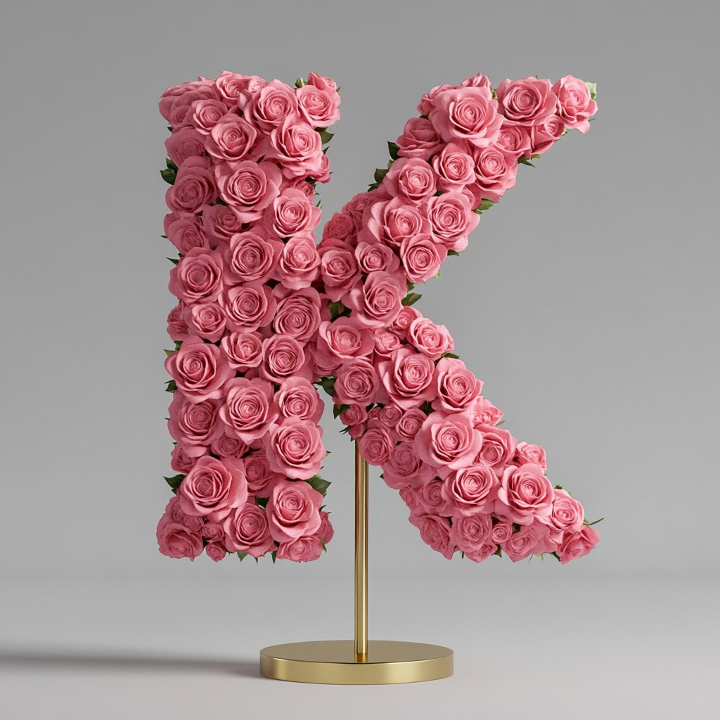 Kalliope Pink Rose Letter K Lamp - Imaginary Worlds