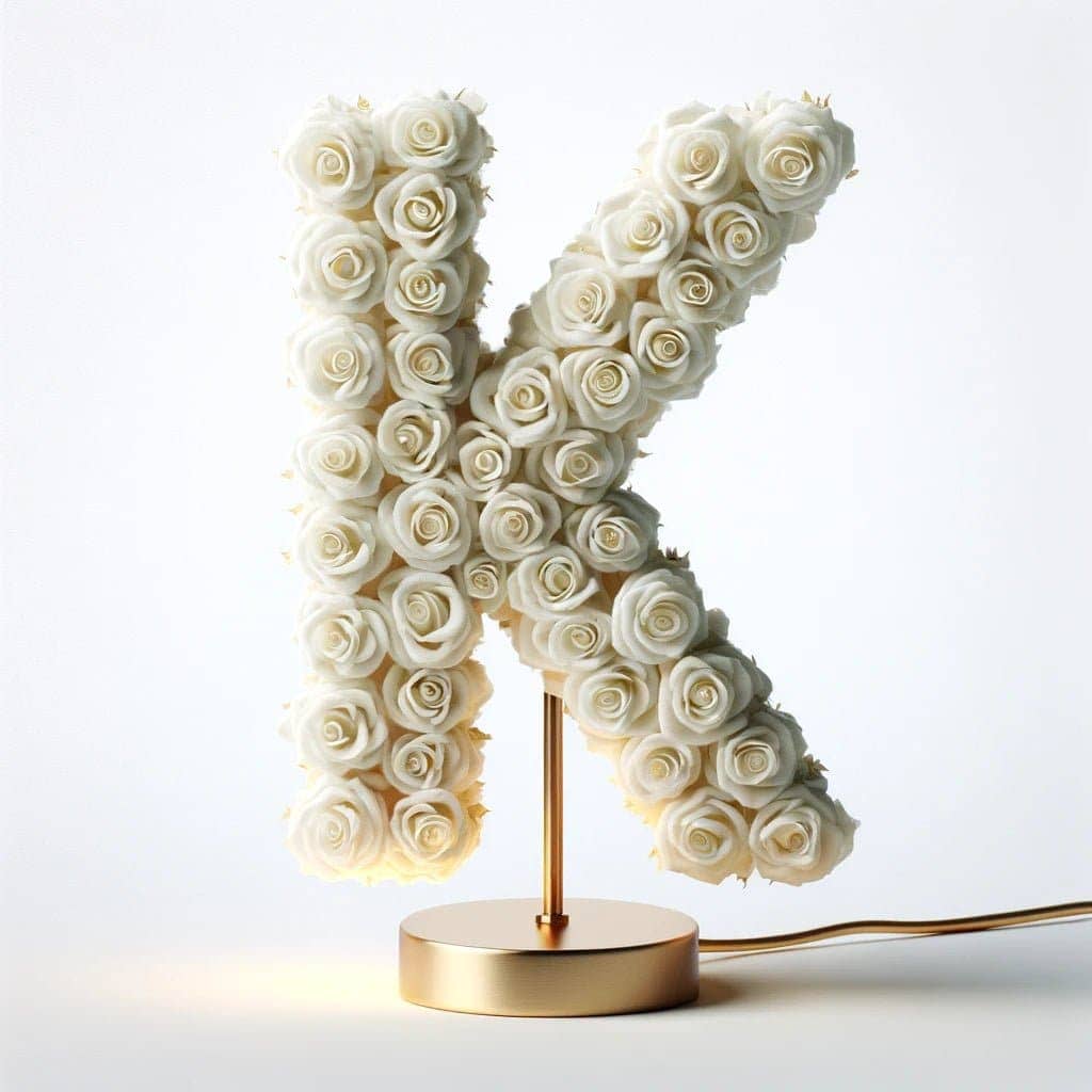 Kalliope White Rose Letter K Lamp - Imaginary Worlds