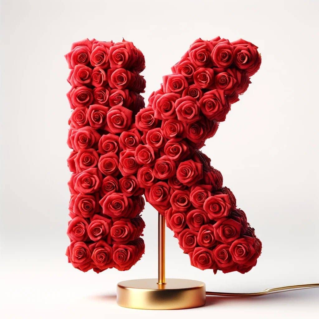 Kronos Red Rose Letter K Lamp - Imaginary Worlds