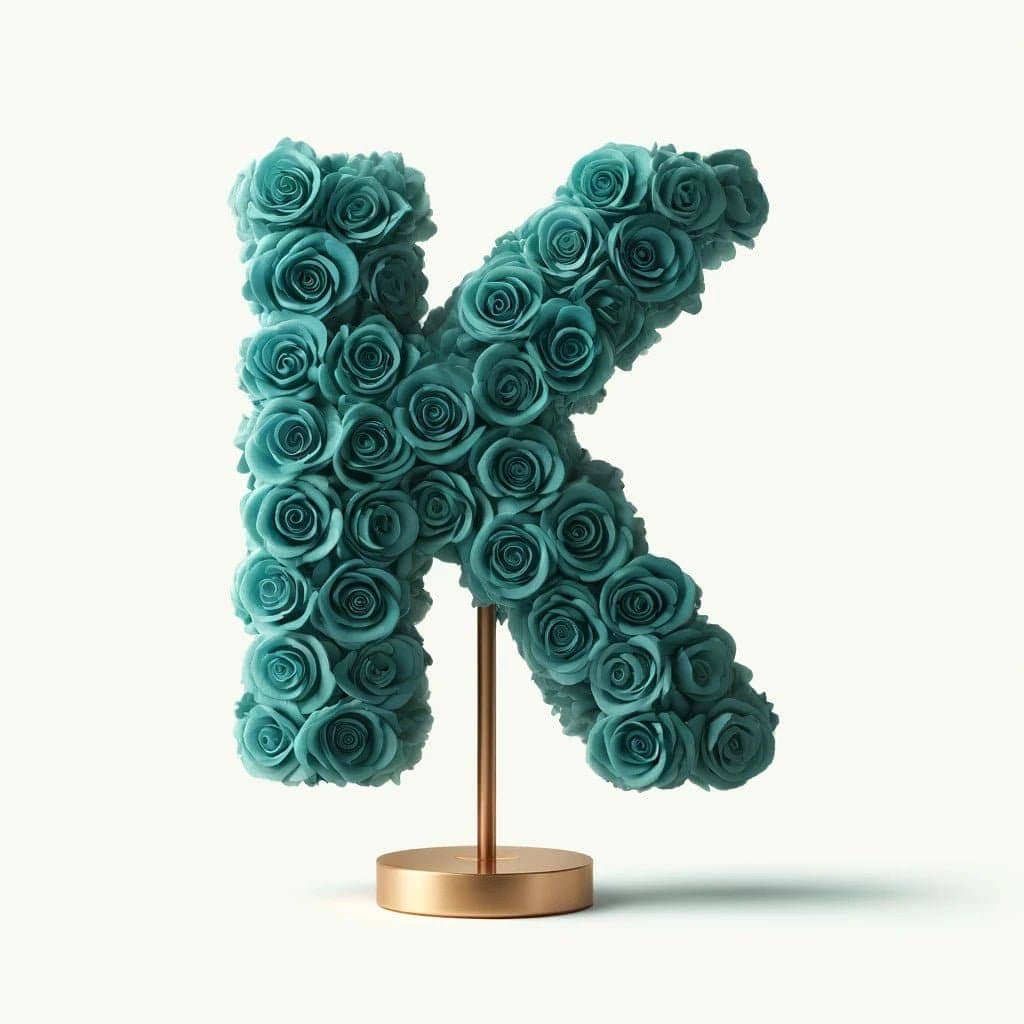 Kronos Teal Rose Letter K Lamp - Imaginary Worlds