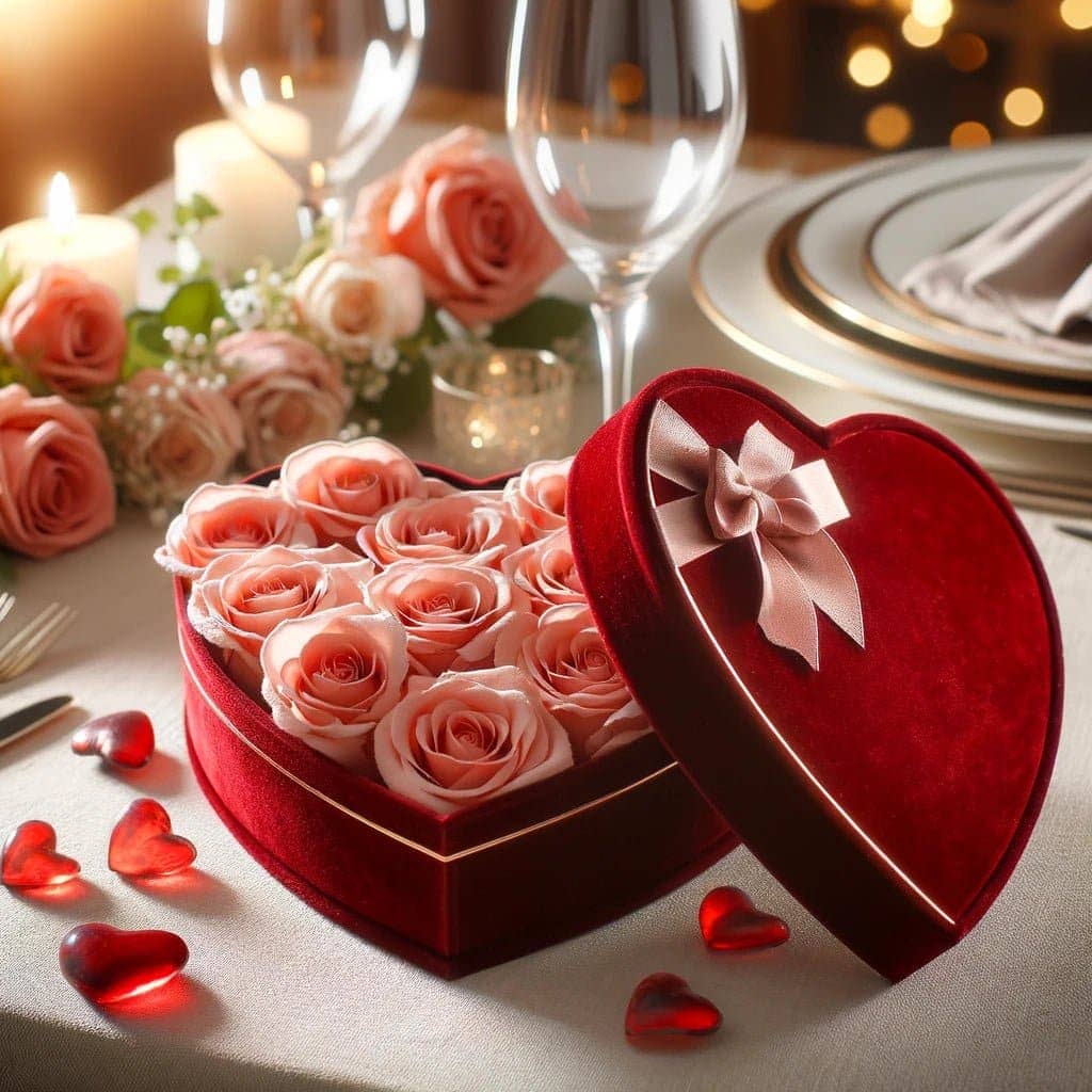 U Shape Roses Light Pink Forever Roses in Heart-Shaped Velvet Box – Preserved Roses ...