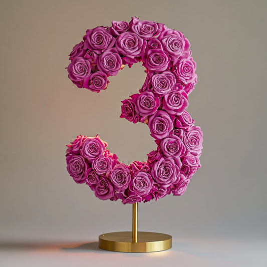 Magenta Rose Eternal Number 3 Lamp - Imaginary Worlds