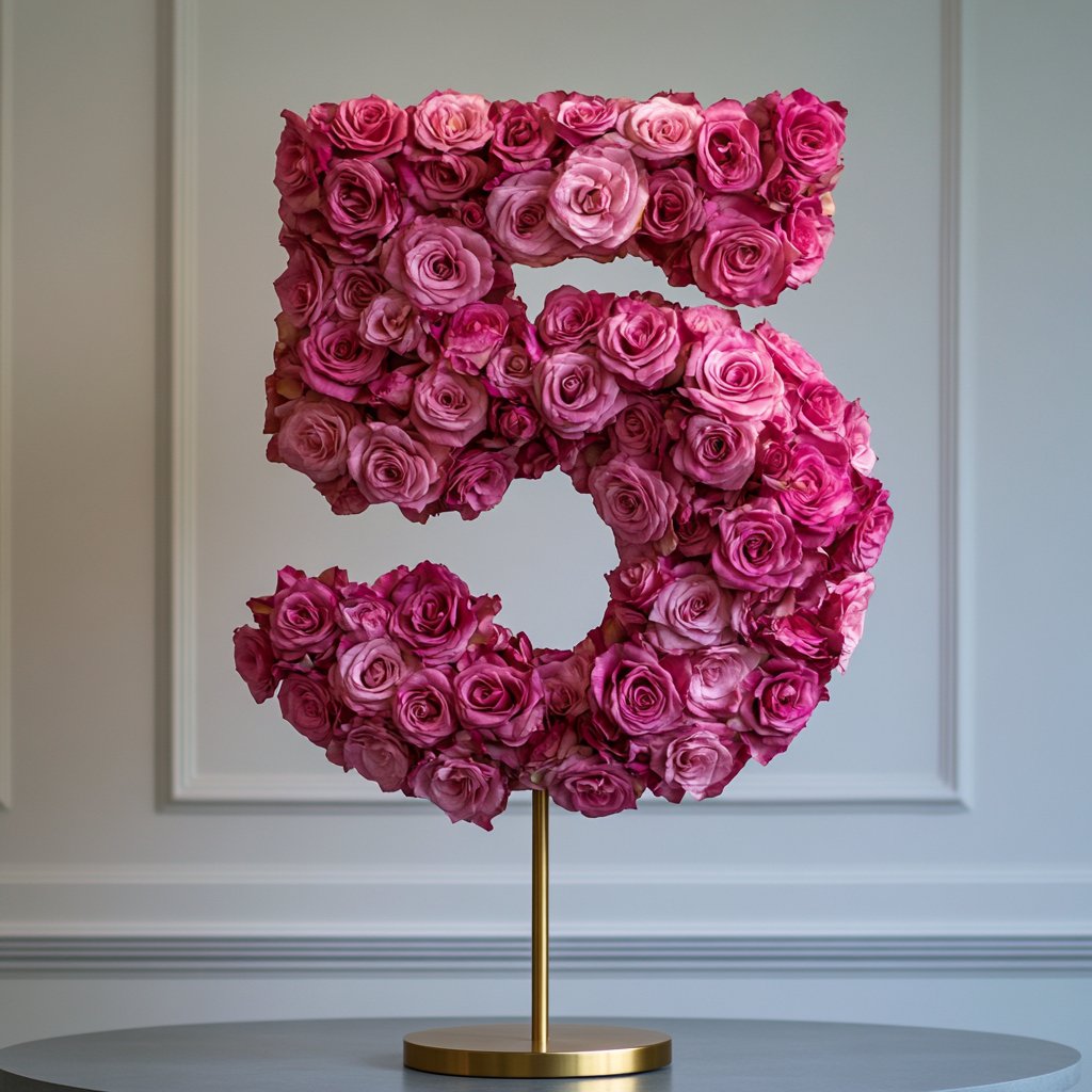 Magenta Rose Eternal Number 5 Lamp - Imaginary Worlds