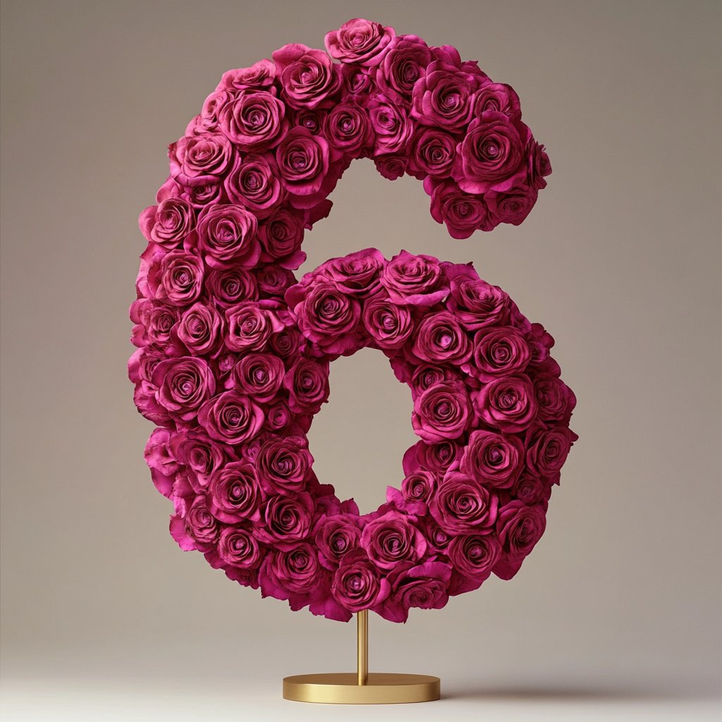 Magenta Rose Eternal Number 6 Lamp - Imaginary Worlds