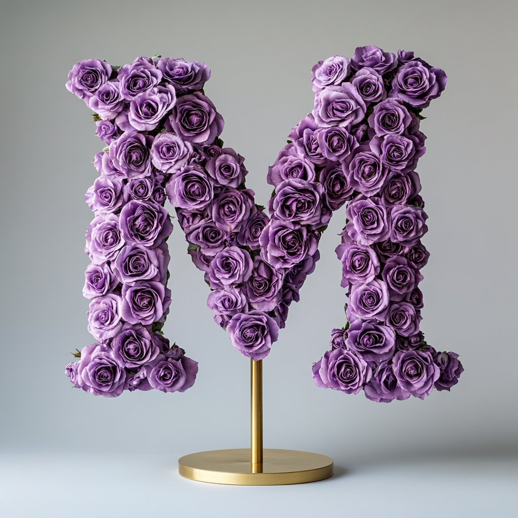 Medea Purple Rose Letter M Lamp - Imaginary Worlds