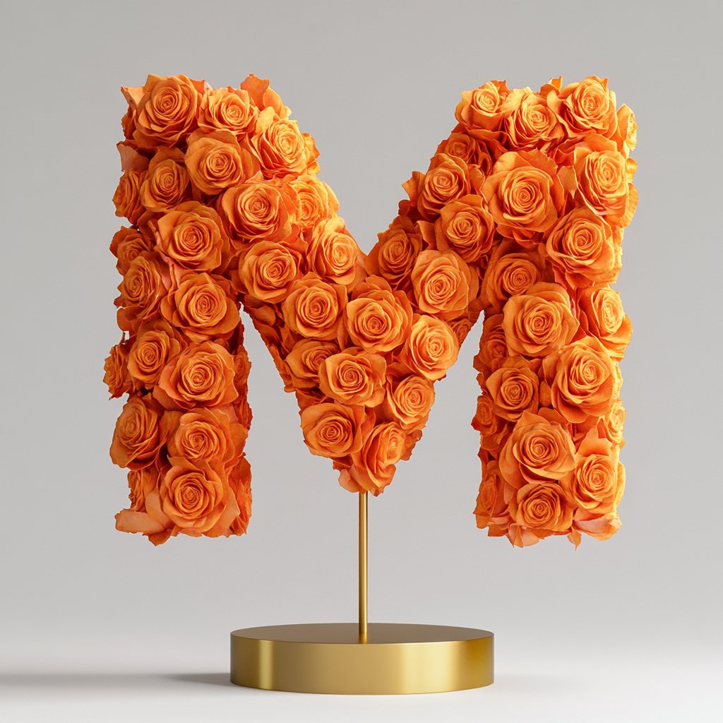 Midas Orange Rose Letter M Lamp - Imaginary Worlds