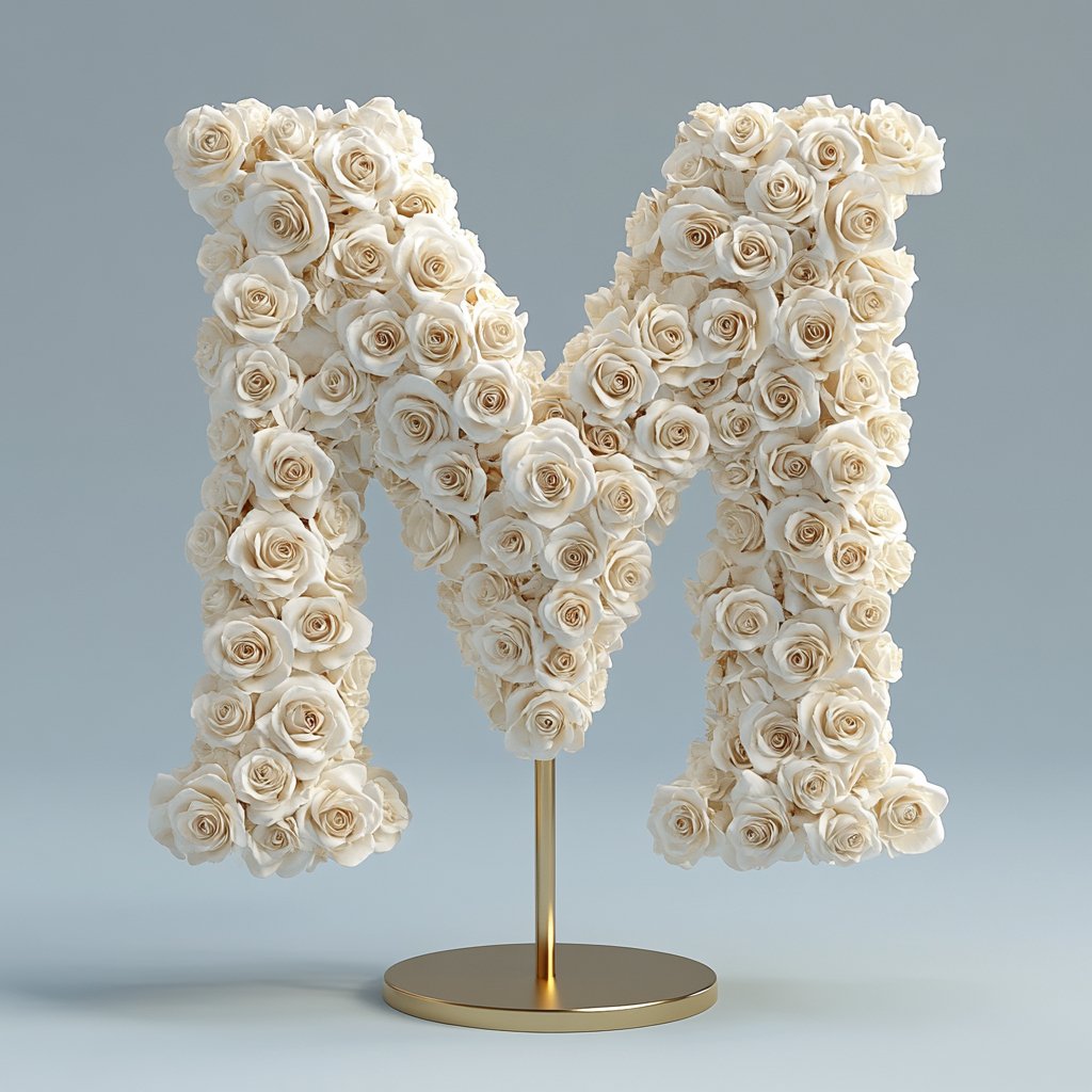 Mnemosyne White Rose Letter M Lamp - Imaginary Worlds