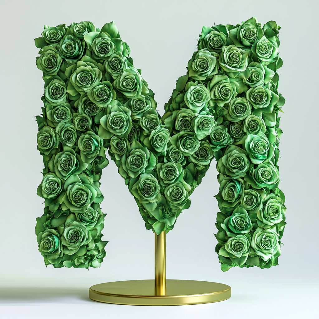 Morpheus Green Rose Letter M Lamp - Imaginary Worlds