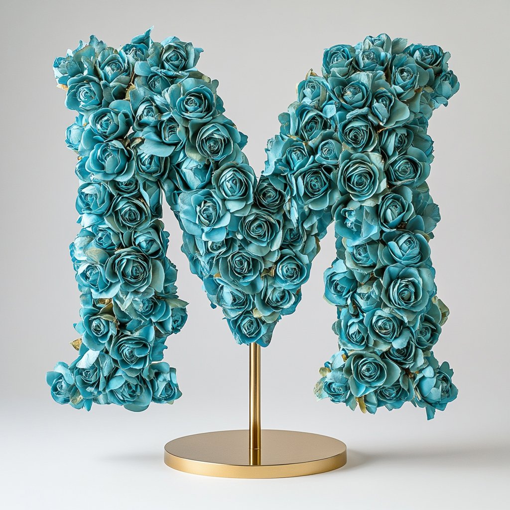 Morpheus Teal Rose Letter M Lamp - Imaginary Worlds