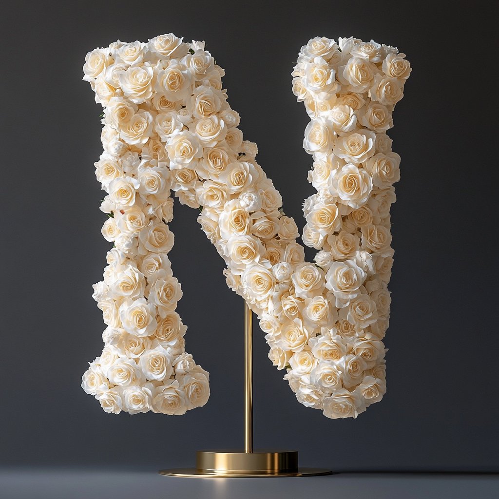 Nemesis White Rose Letter N Lamp - Imaginary Worlds