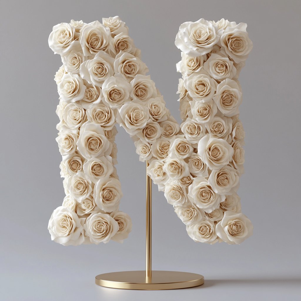 Nemesis White Rose Letter N Lamp - Imaginary Worlds