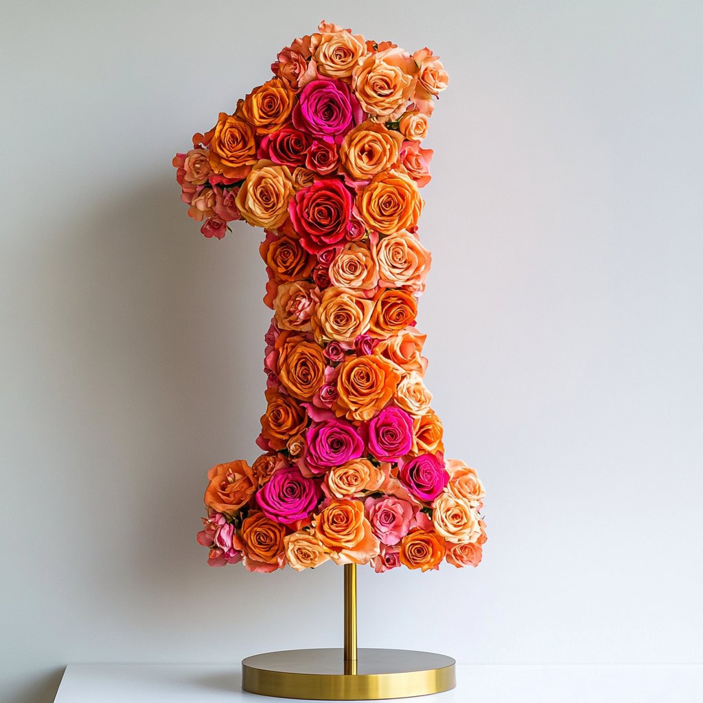 Orange and Pink Rose Eternal Number 1 Lamp - Imaginary Worlds