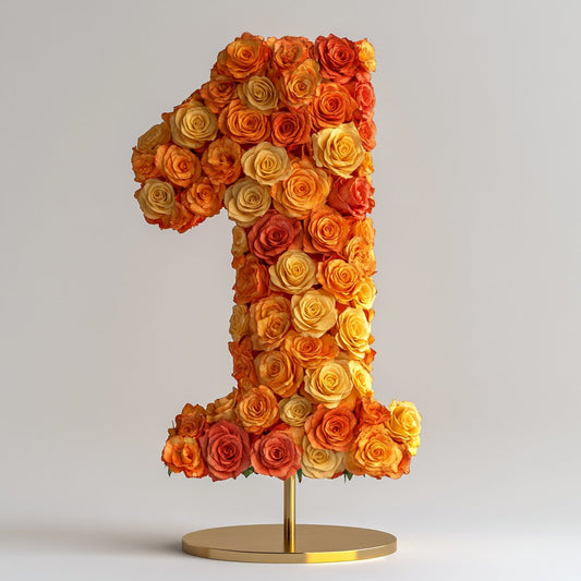 Orange and Yellow Rose Eternal Number 1 Lamp - Imaginary Worlds