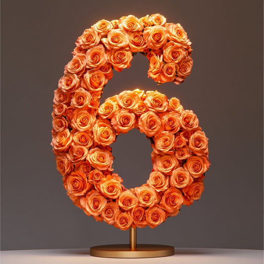 Orange Rose Eternal Number 6 Lamp - Imaginary Worlds