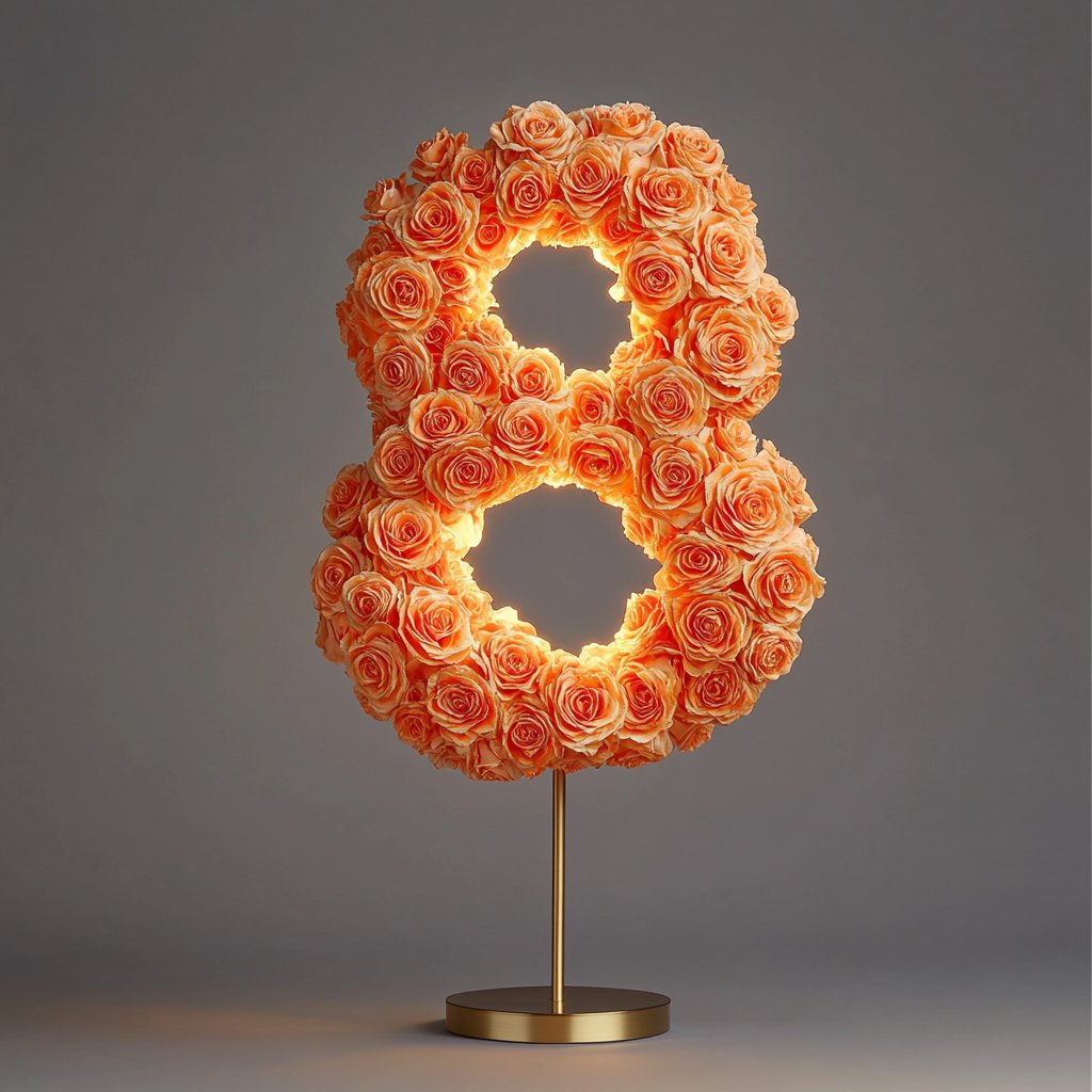 Orange Rose Eternal Number 8 Lamp - Imaginary Worlds