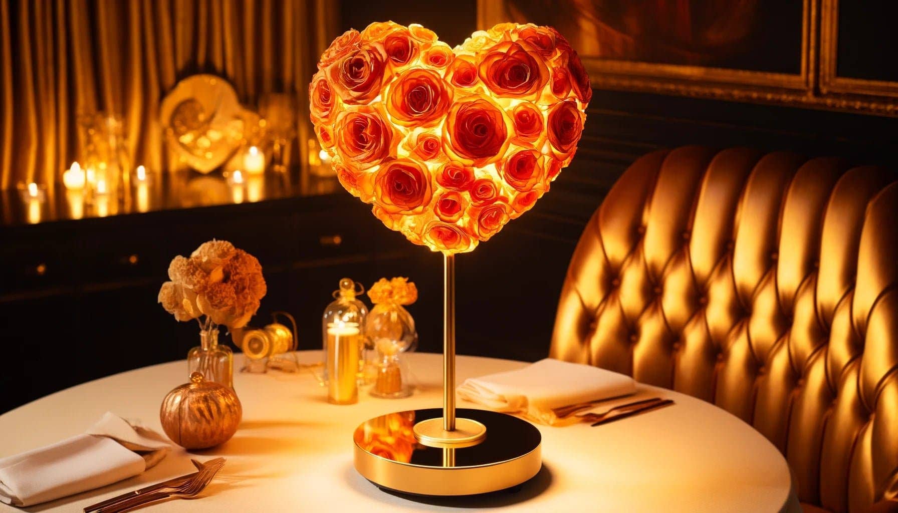 Orange Rose Heart Lamp - Imaginary Worlds