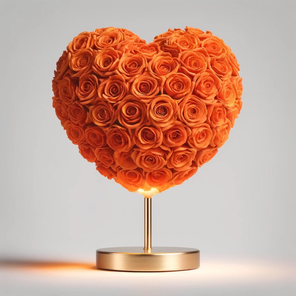 Orange Rose Heart Lamp - Imaginary Worlds