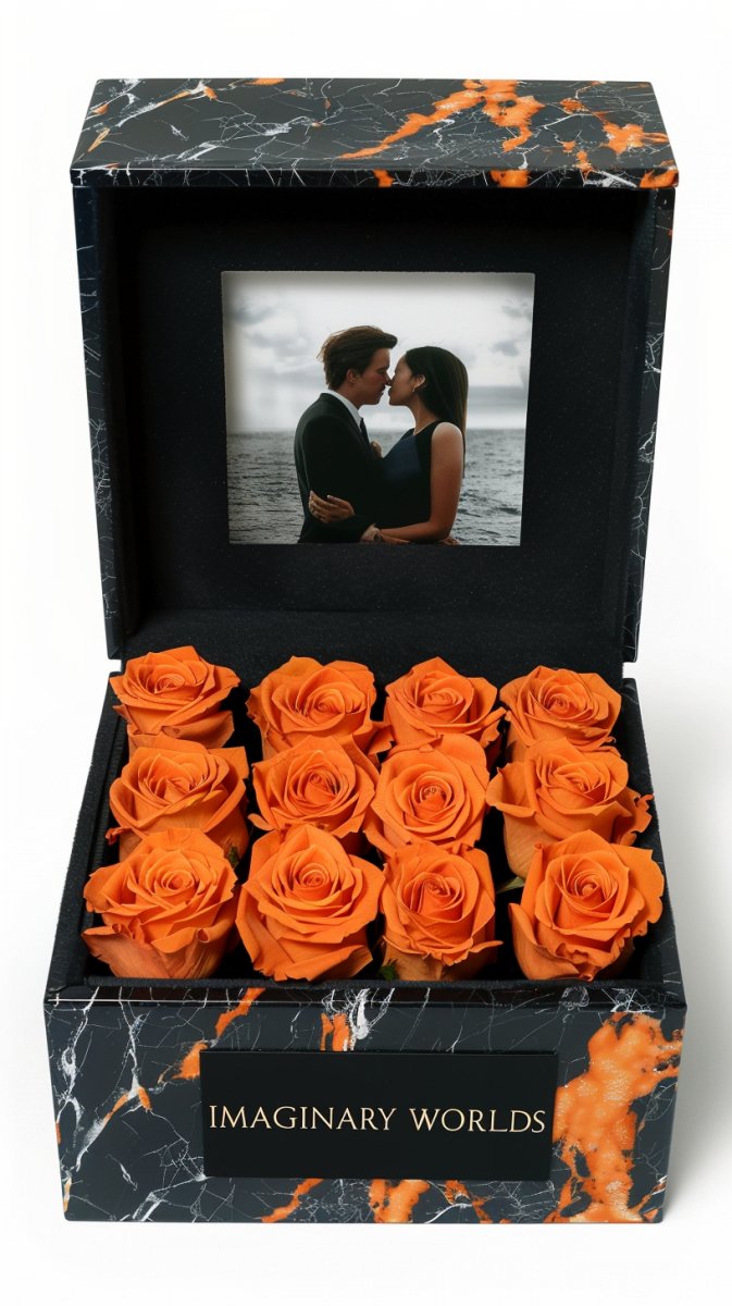 Orange Roses Forever Multimedia Keepsake Box - Imaginary Worlds