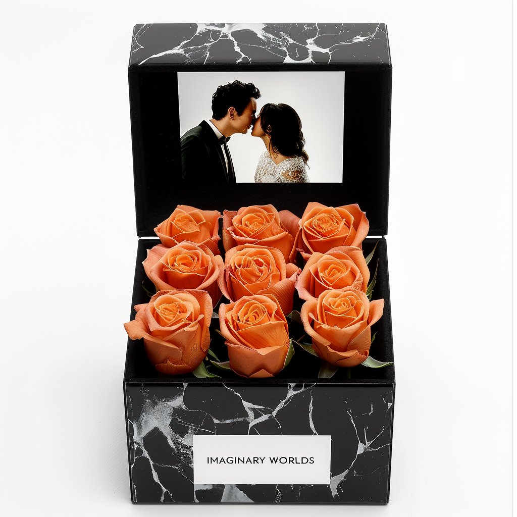 Orange Roses Forever Multimedia Keepsake Box - Imaginary Worlds