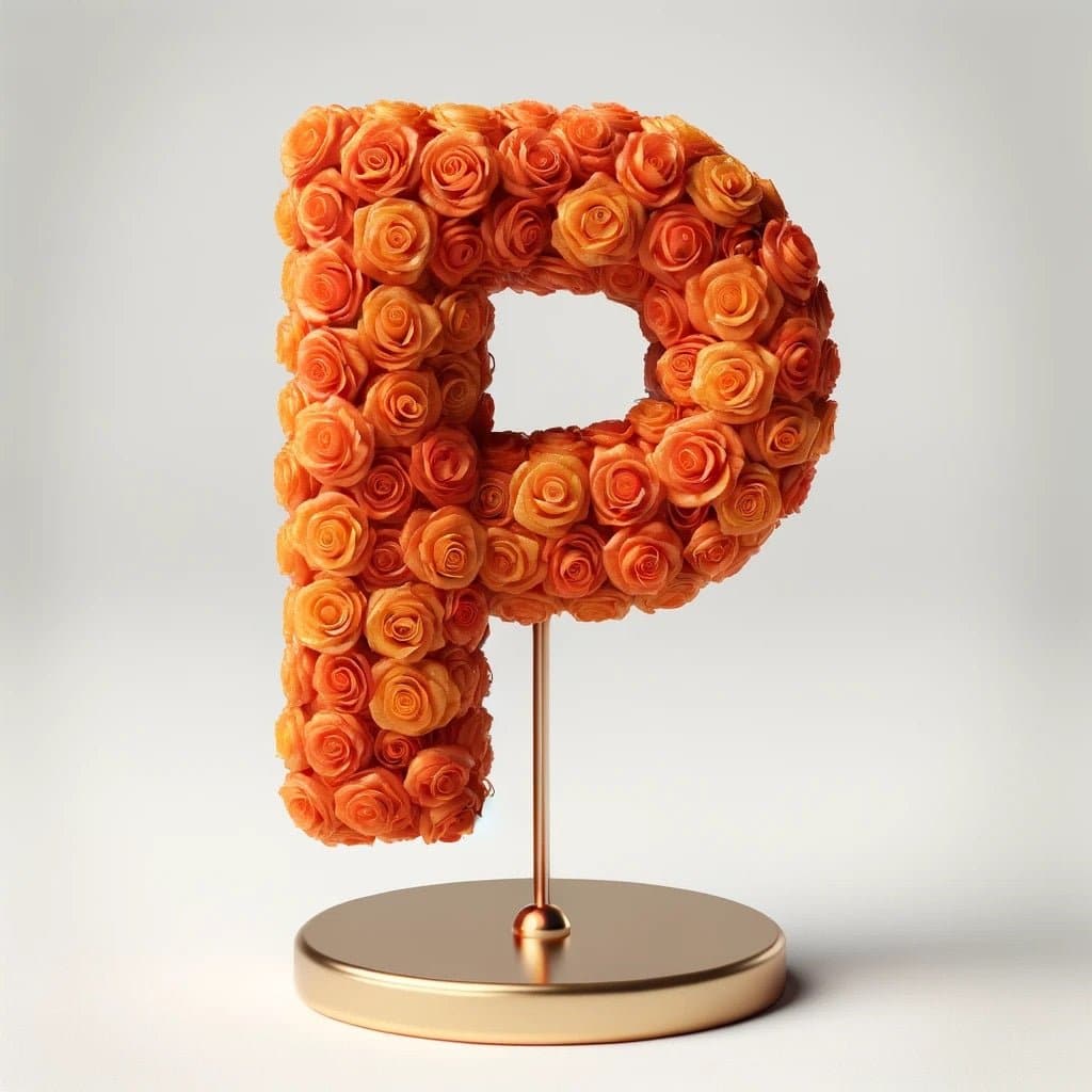 Persephone Orange Rose Letter P Lamp - Imaginary Worlds