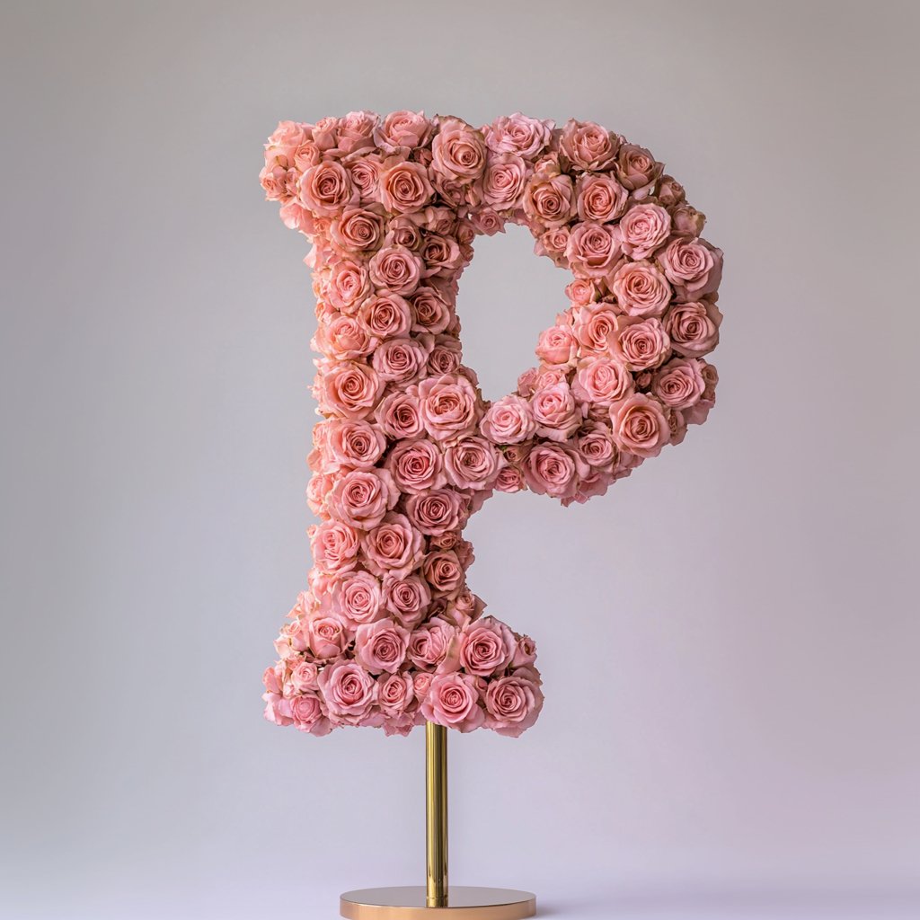 Persephone Pink Rose Letter P Lamp - Imaginary Worlds