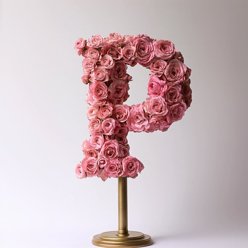 Persephone Pink Rose Letter P Lamp - Imaginary Worlds