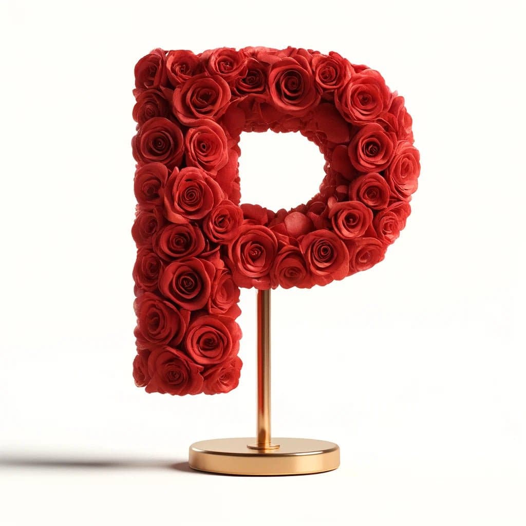 Persephone Red Rose Letter P Lamp - Imaginary Worlds