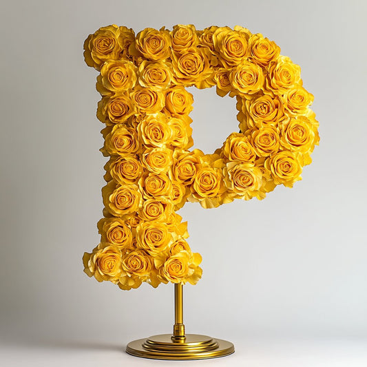 Persephone Yellow Rose Letter P Lamp - Imaginary Worlds