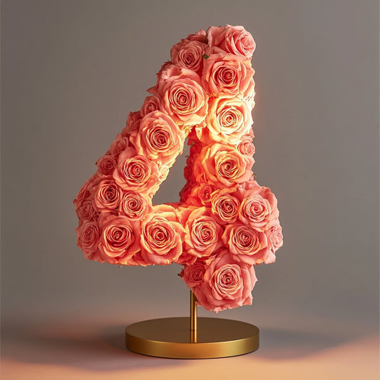 Pink Rose Eternal Number 4 Lamp - Imaginary Worlds