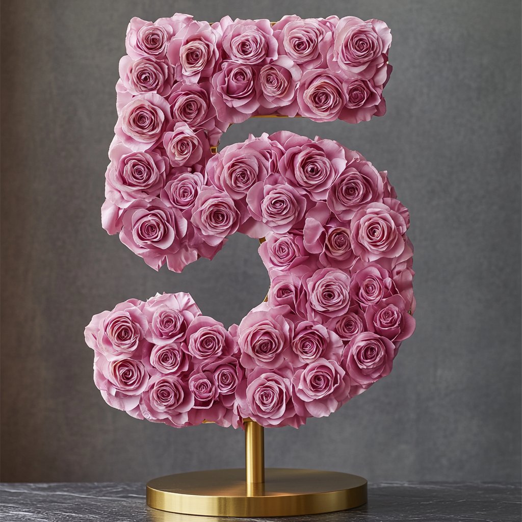 Pink Rose Eternal Number 5 Lamp - Imaginary Worlds