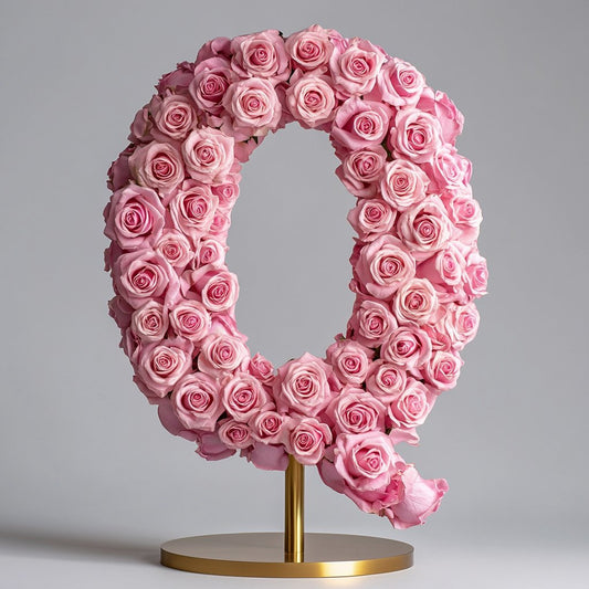 Pink Rose Letter Q Lamp - Imaginary Worlds