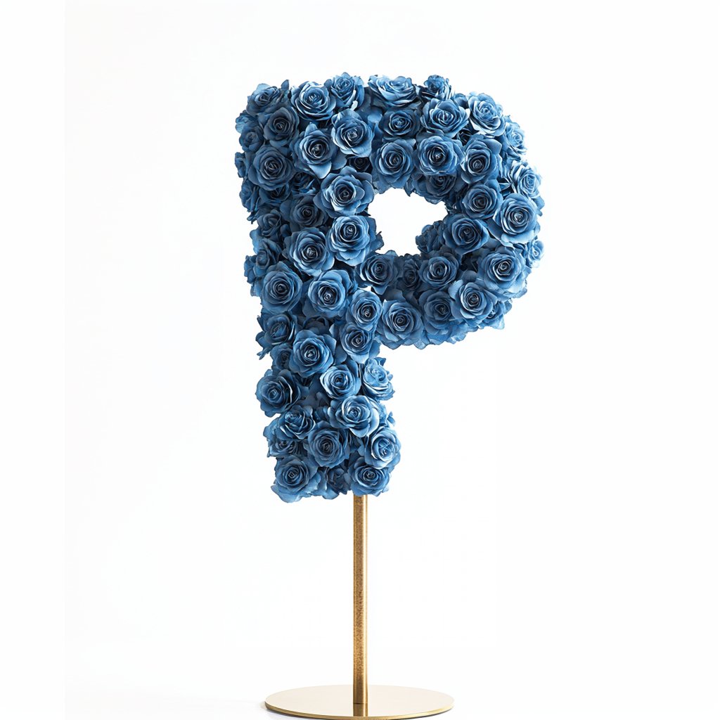 Poseidon Blue Rose Letter P Lamp - Imaginary Worlds