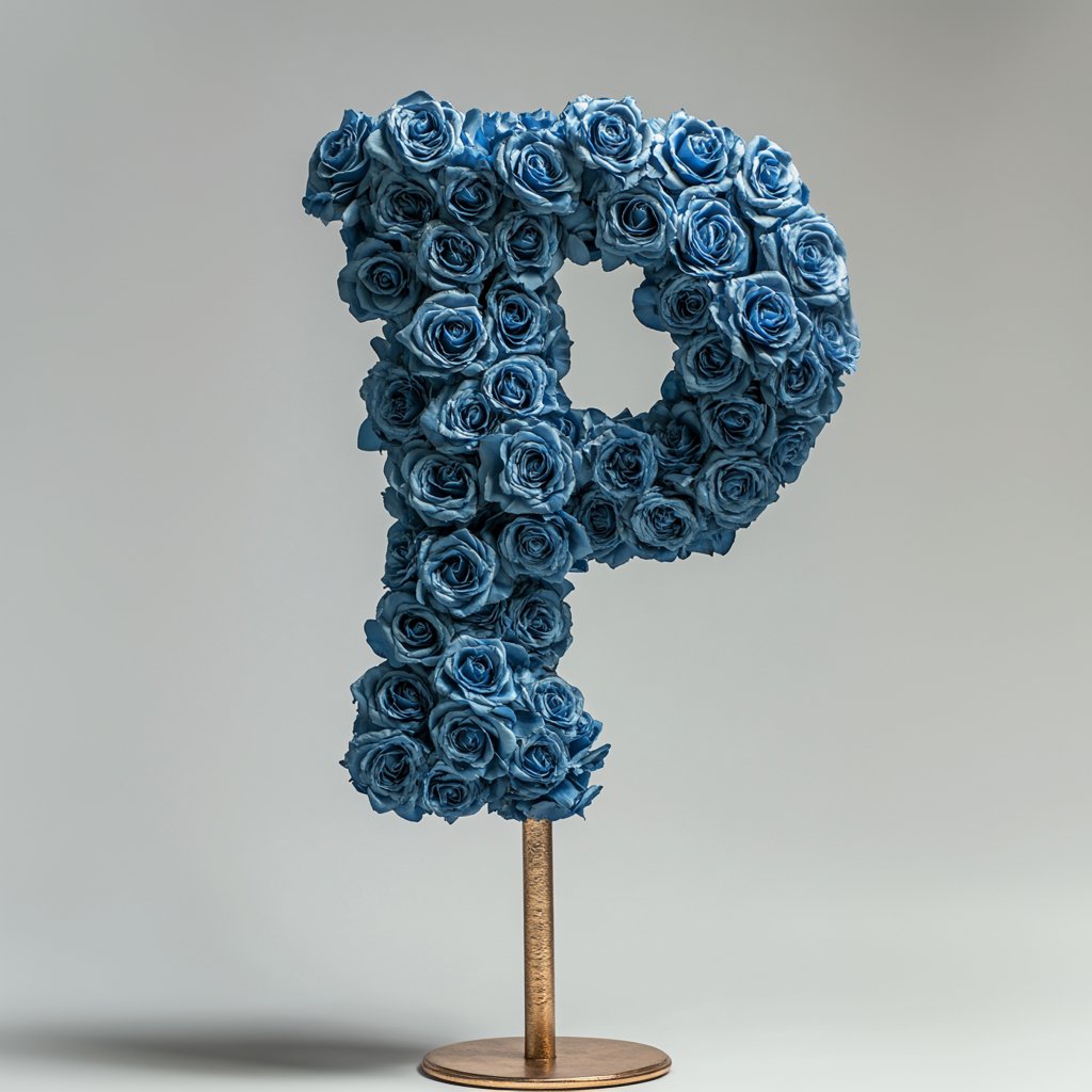 Poseidon Blue Rose Letter P Lamp - Imaginary Worlds