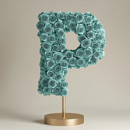 Poseidon Teal Rose Letter P Lamp - Imaginary Worlds