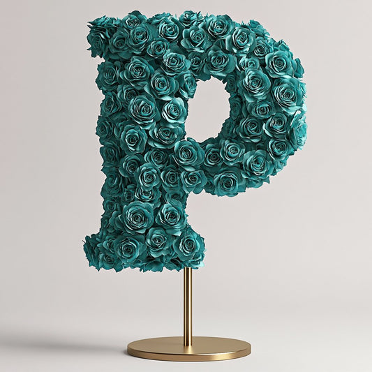 Poseidon Teal Rose Letter P Lamp - Imaginary Worlds