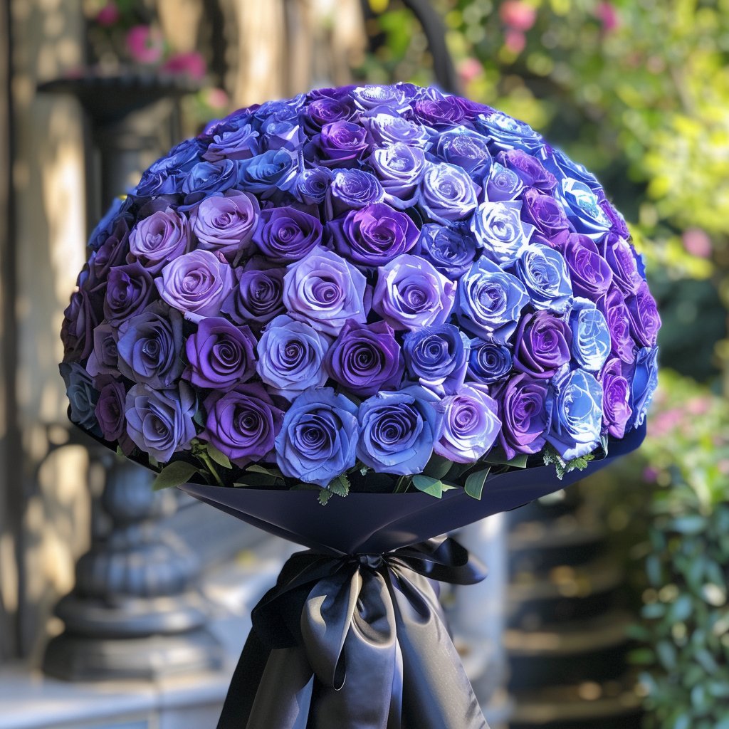 Preserved Blue and Purple Roses Flower Bouquet - Imaginary Worlds