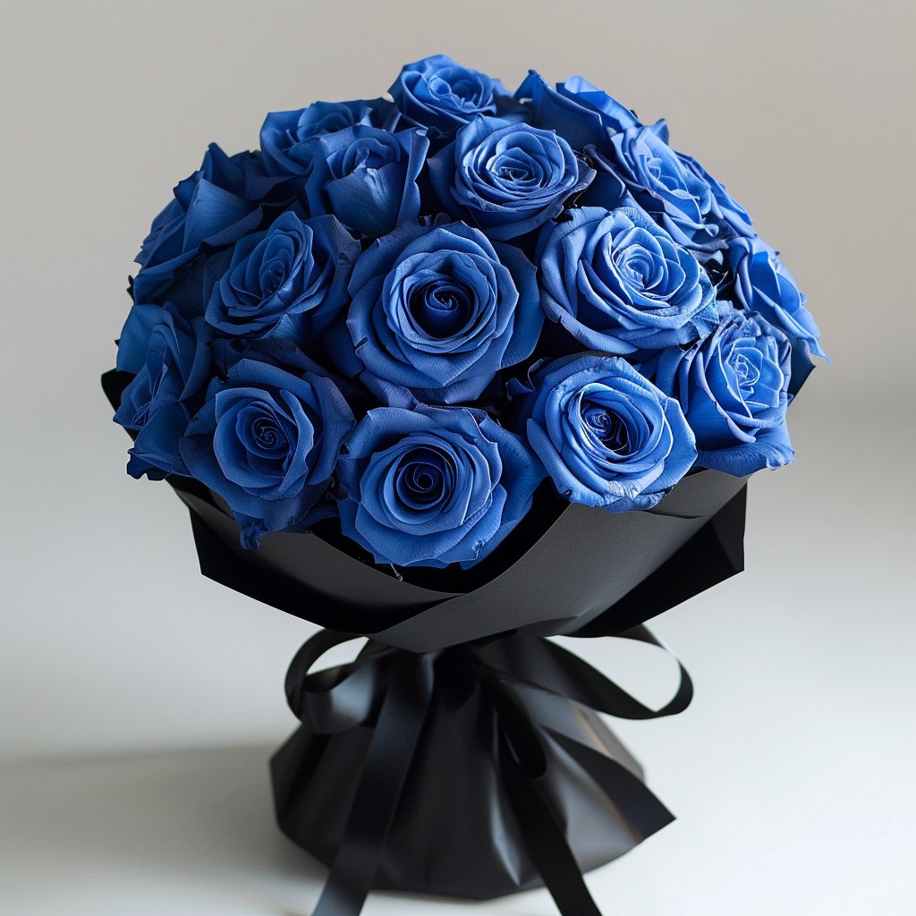 Preserved Blue Roses Flower Bouquet - Imaginary Worlds