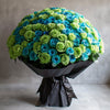 Preserved Green and Blue Roses Flower Bouquet - Imaginary Worlds