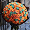 Preserved Orange and Teal Roses Flower Bouquet - Imaginary Worlds