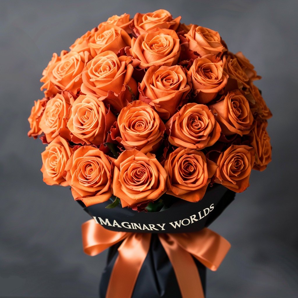 Preserved Orange Roses Flower Bouquet - Imaginary Worlds