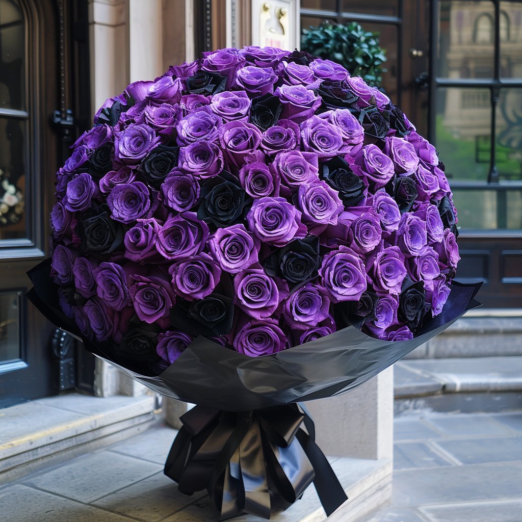 Preserved Purple and Black Roses Flower Bouquet - Imaginary Worlds