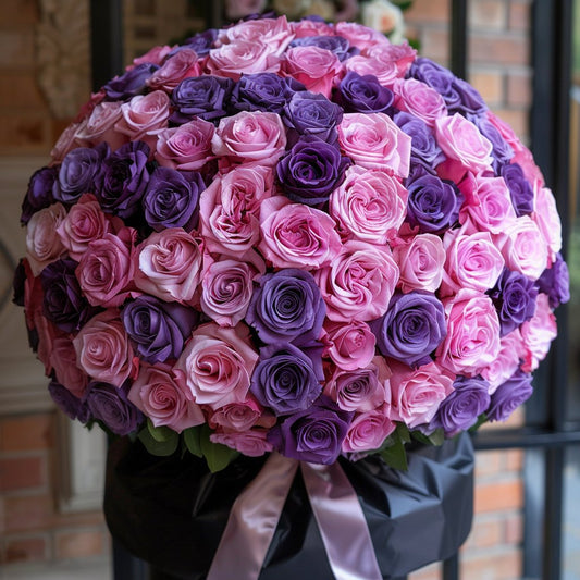 Preserved Purple and Pink Roses Flower Bouquet - Imaginary Worlds