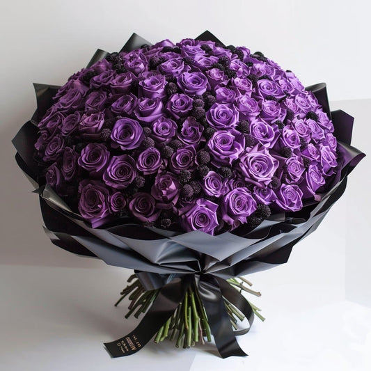 Preserved Purple Roses Flower Bouquet - Imaginary Worlds