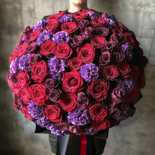 Preserved Red and Purple Roses Flower Bouquet - Imaginary Worlds