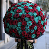 Preserved Red and Teal Roses Flower Bouquet - Imaginary Worlds